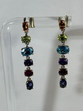 NWOT Chuck Clemency NYC 11 Sterling Silver Multi Gemstone Designer Earrings